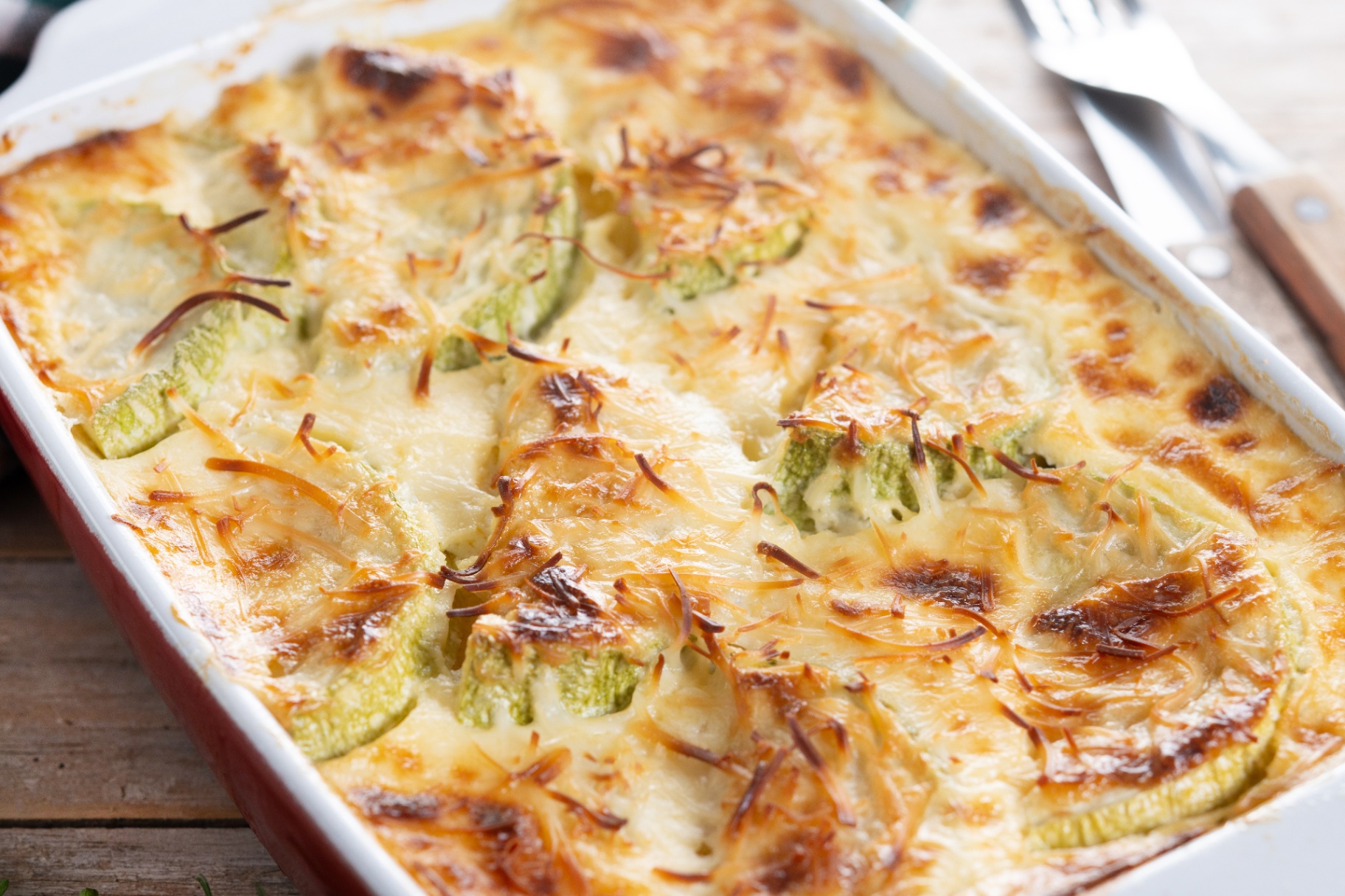 Lasaña de calabacín gratinada al horno